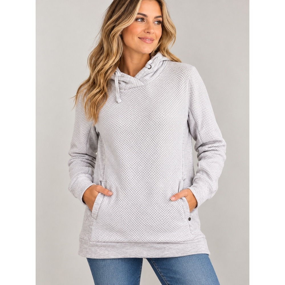 Volcom Womens Cream Waffle Knit Sherpa Lined Pullover Hoodie B3111882 Size M